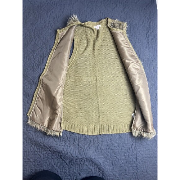 XHILARATION SZ M Fashion Faux Fur Embroidered Brown Knit Vest Western Boho Indie - Picture 5 of 6